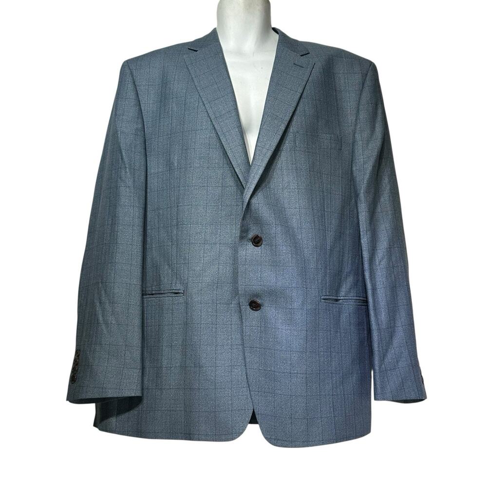 lauren ralph lauren blue windowpane silk wool blazer Size 46R